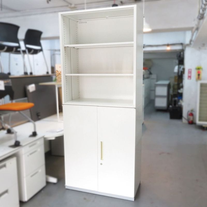 イナバ 上下書庫セット オープン/両開き ホワイト キャビネット オフィス家具 YH19045 中古 配送サイズ300×2