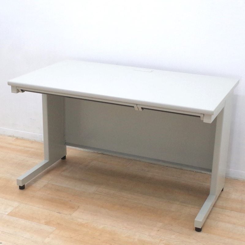 プラス PLUS JS 平デスク JS-T127 W1200 D700 H700 グレー オフィスデスク パソコンデスク 平机 L字脚 配線口 KK17971 中古オフィス家具 配送サイズ300