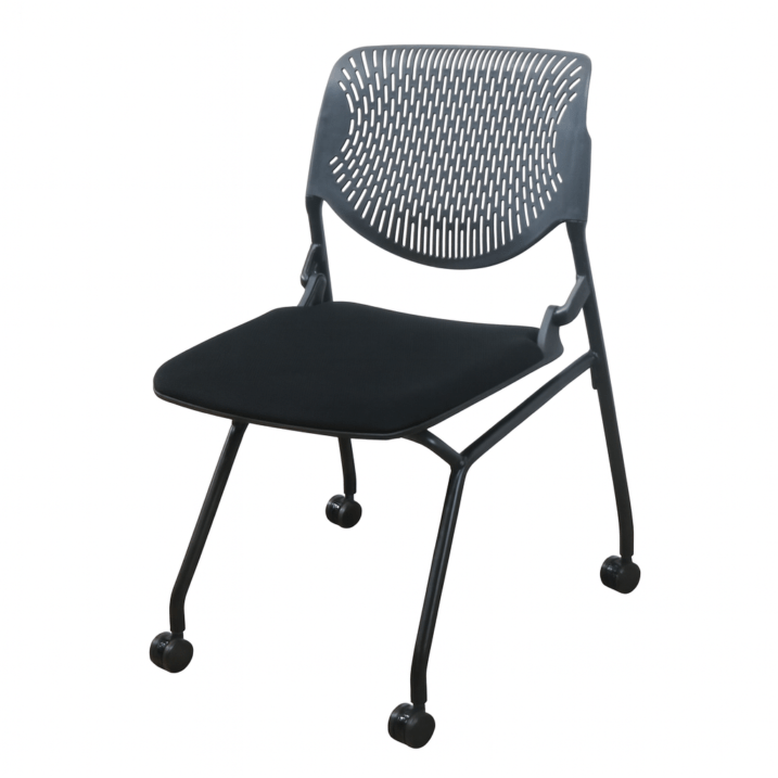 オカムラ ルナ ネスティングチェア 81S1CK FSF1 ブラック 会議椅子 ミーティングチェア AG YH 19209 中古 配送サイズ220