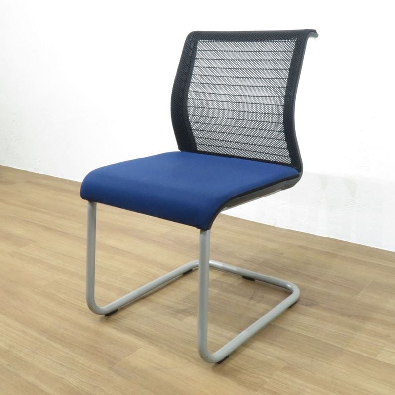 スチールケース シンク THK-43201 ミーティングチェア 会議椅子 ネイビーブルー 肘無し メッシュ 中古 AG19172 配送サイズ220
