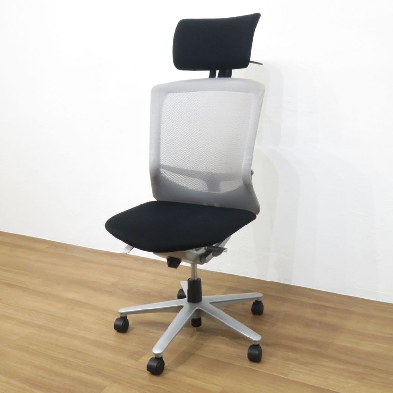 ウチダ レジア RA-30T 肘無オフィスチェア  グレー リクライニング メッシュ ヘッドレスト 中古 AG19161 配送サイズ250