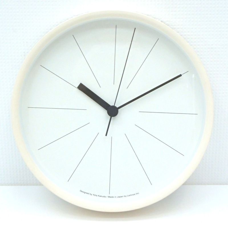 【SALE】レムノス 掛け時計 ホワイト 角田陽太 KK19102 EG19102 中古 配送サイズ80