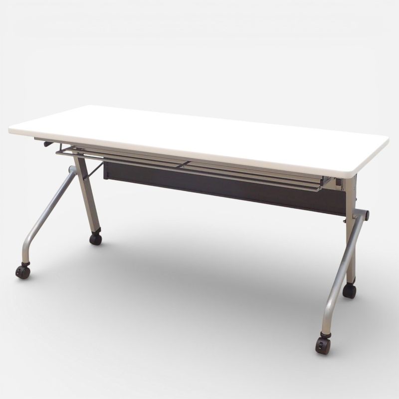 訳あり サイドスタックテーブル W1500 D600 ホワイト 平行スタッキング  KK19264 中古オフィス家具 配送サイズ300