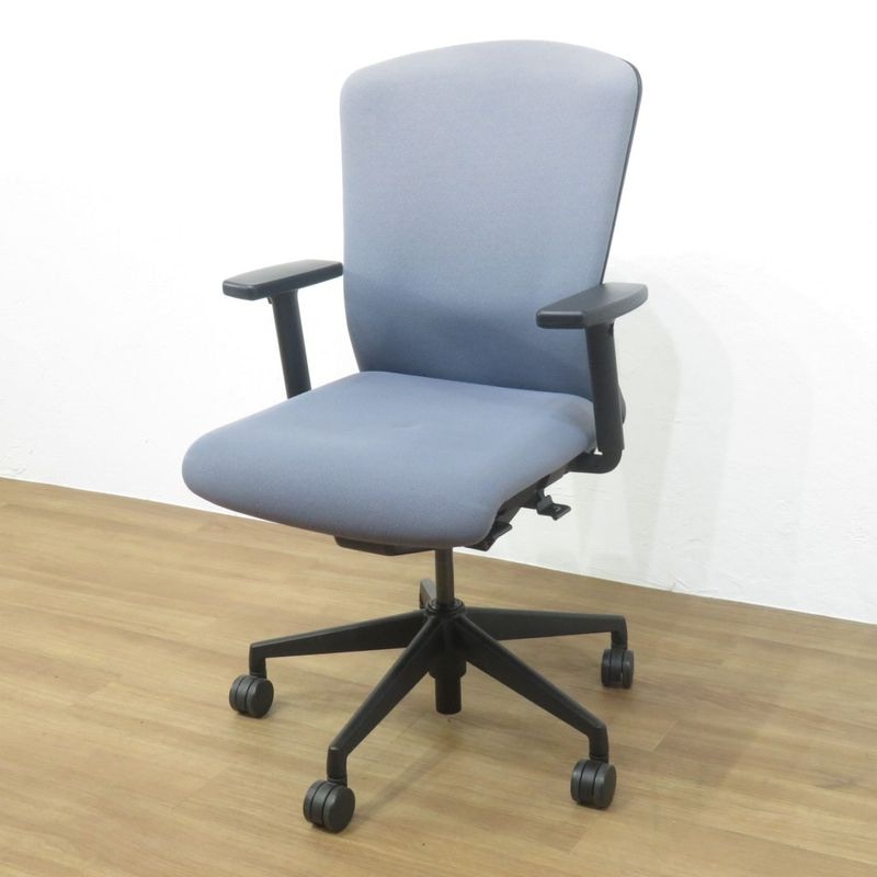 ウチダ エルフィー ELA2-00B 肘付 オフィスチェア グレー 可動肘 布張り 事務椅子 中古 AG19160 配送サイズ300