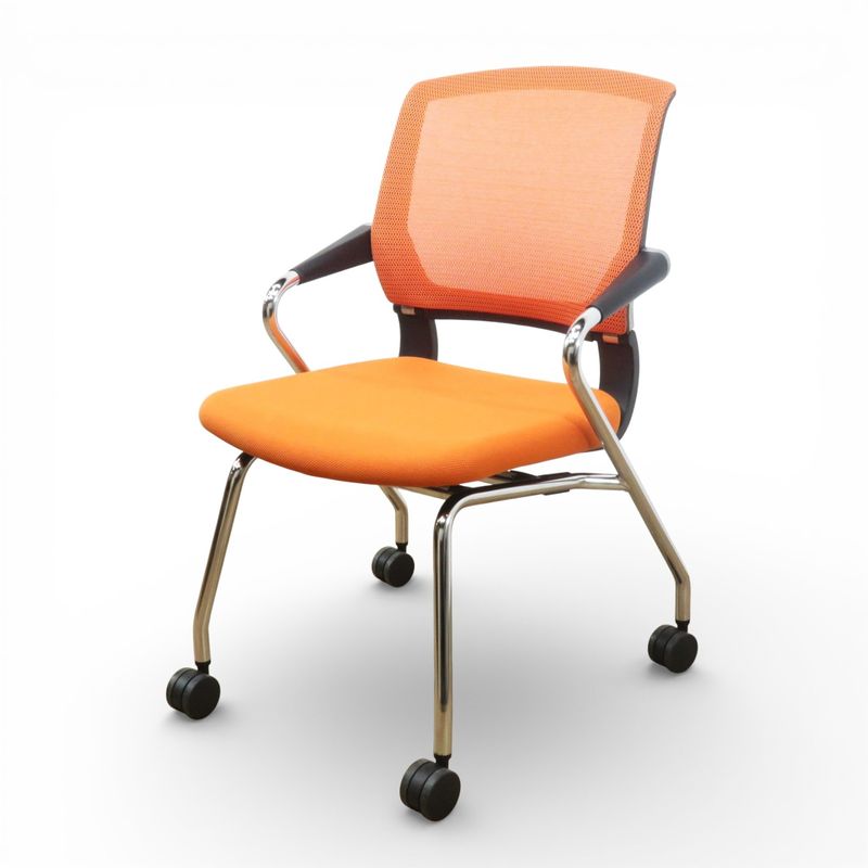 コクヨ サテリナ CK-M791C  肘付き ネスティングチェア オレンジ ミーティングチェア メッシュ 中古 YH19186 配送サイズ220