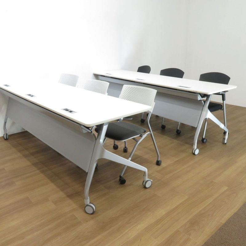 【2台セット】 コクヨ スタックテーブル エピファイ KTP-1001 ホワイト 長机 サイドフォールドテーブル ミーティングテーブル 中古 AG19062 セット販売