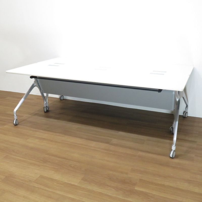【2台セット】 コクヨ エピファイ KTP-1001 スタックテーブル ホワイト 長机 配線口 幕板付 中古 AG19062 セット販売