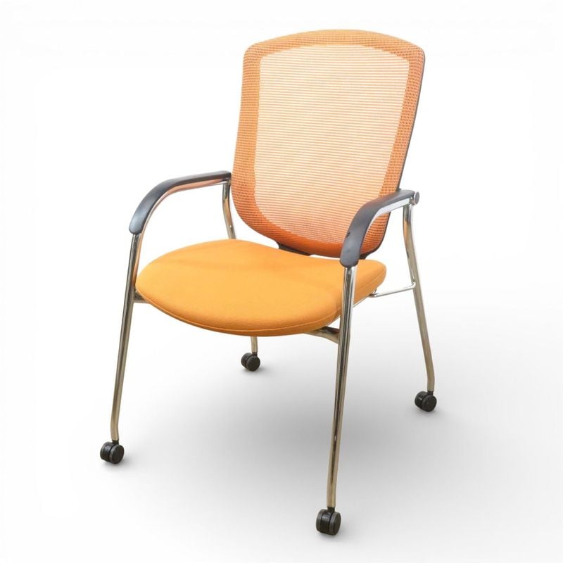 オカムラ ミーティングチェア コンテッサ CM77 AP 肘付き ゲストチェア オレンジ AG19194 中古 配送サイズ220
