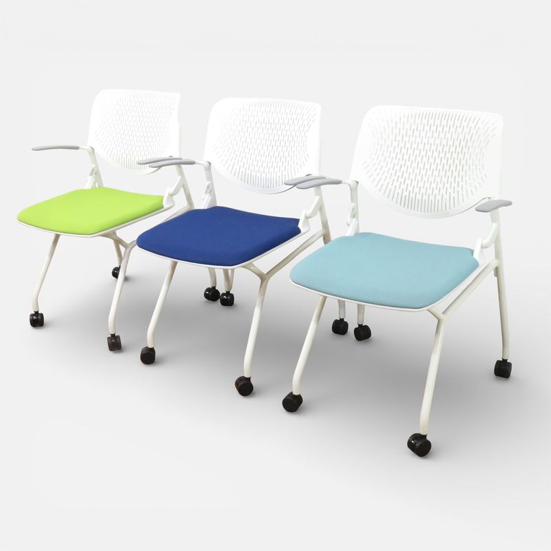 【3色セット】オカムラ  ルナ 81S1AY グリーン/ブルー/ターコイズ ミーティングチェア ネスティングチェア セット販売 AG19189 中古