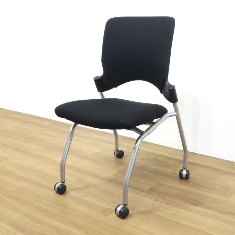コウエキ エレッタ ネスティングチェア EL-6 ブラック ミーティングチェア 会議椅子 H19193 中古 配送サイズ220