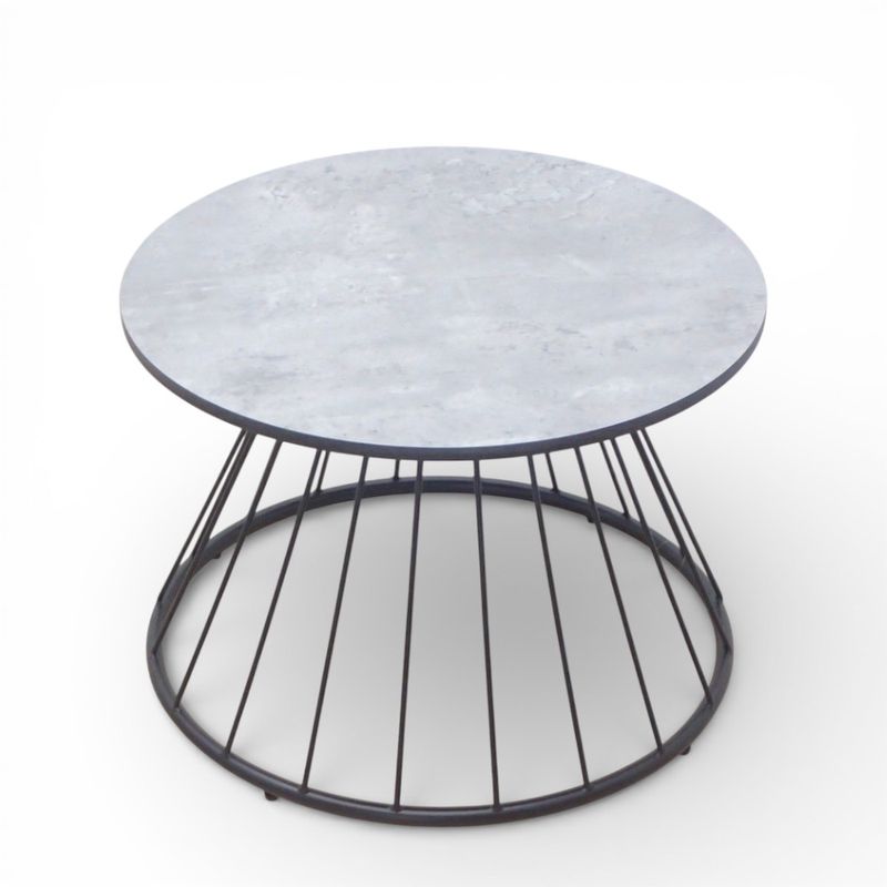 東谷 ラウンドテーブル グレー ロータイプ 大理石風 W500 H350 EG19277 中古 配送サイズ160