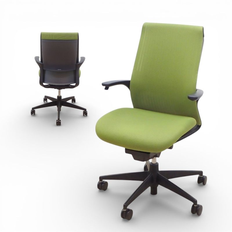 コクヨ 肘付オフィスチェア M4 GRS-G2201B グリーン 肘付き 布張り 事務椅子 KK19295 中古 配送サイズ300