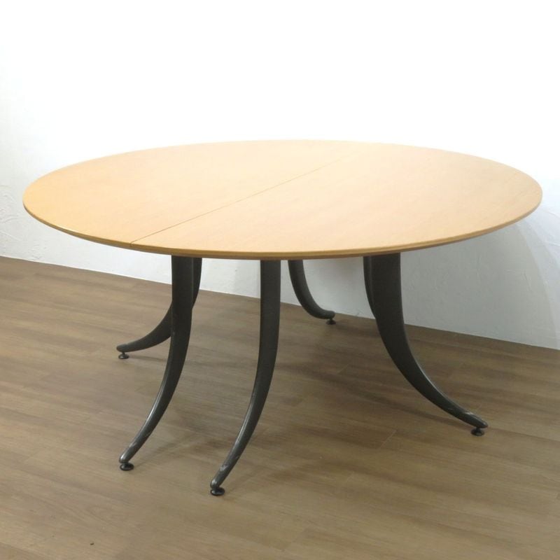 イトーキ ラウンドテーブル W1600 D1600 ミーティングテーブル ナチュラルウッド 楕円形 スチール脚 中古 AG19377