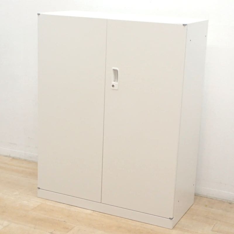 生興 ANW-34H 両開き書庫 ホワイト W880 D400 H1120 3段棚 ベース付 鍵無 KK19311 EG19311 中古 配送サイズ250