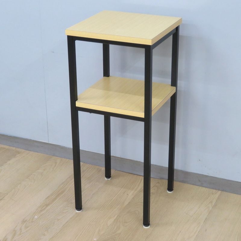 電話台 ナチュラル/ブラック サイドテーブル 受付台 荷台　YH19244 中古 配送サイズ160