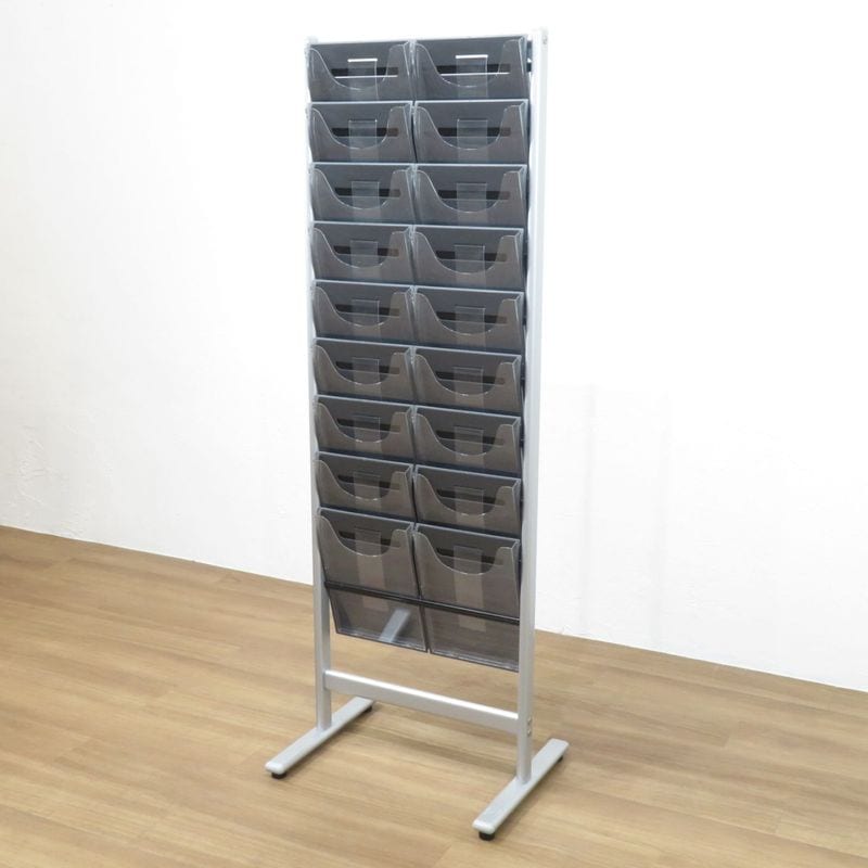 オカムラ パンフレットスタンドシリーズ L959HB Z637 2列10段 パンフレットラック ブラック  AG19379 中古 配送サイズ300