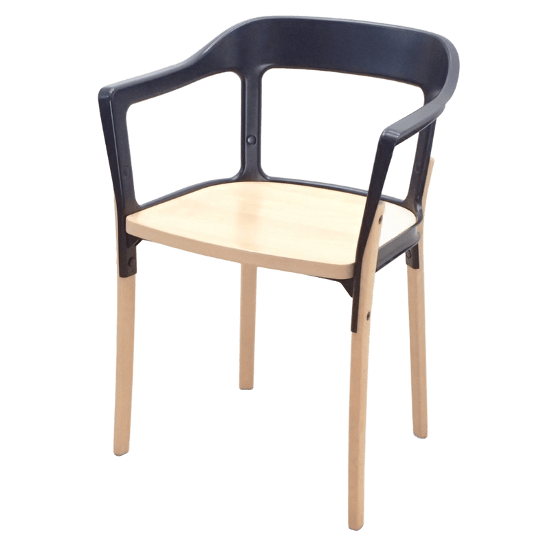 マジス スティールウッドチェア SD750 ミーティングチェア ブラック ナチュラル 肘付 ビーチ材 デザイナーズ KK19334 EG19334 中古 配送サイズ220