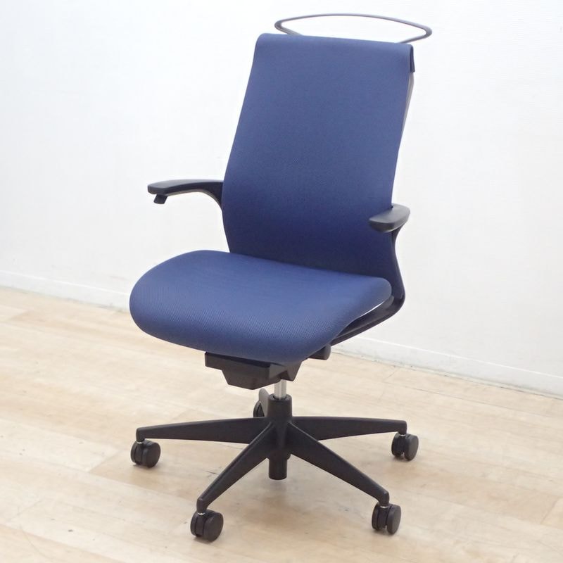 コクヨ M4 エムフォー CRS-G2201 オフィスチェア  肘付き ブルー  ハイバック リクライニング  メッシュ 中古 AG KK EG19451 配送サイズ250