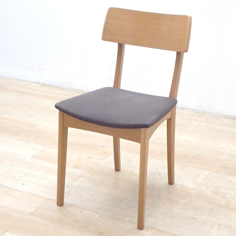 CRES アデス ダイニングチェア グレー/ナチュラル 肘無し オーク材 W410 布張り KK19419 中古 配送サイズ180
