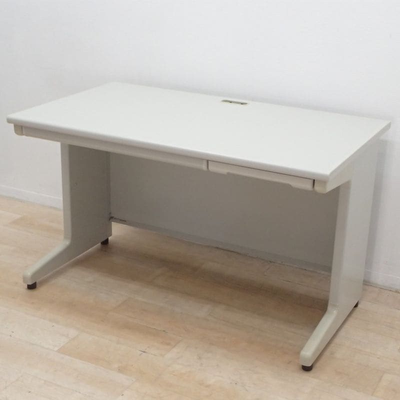プラス 平デスク フラットライン RY-T127 W1200 D700 グレー 事務机 L字脚 配線口 KK19322 中古 配送サイズ300