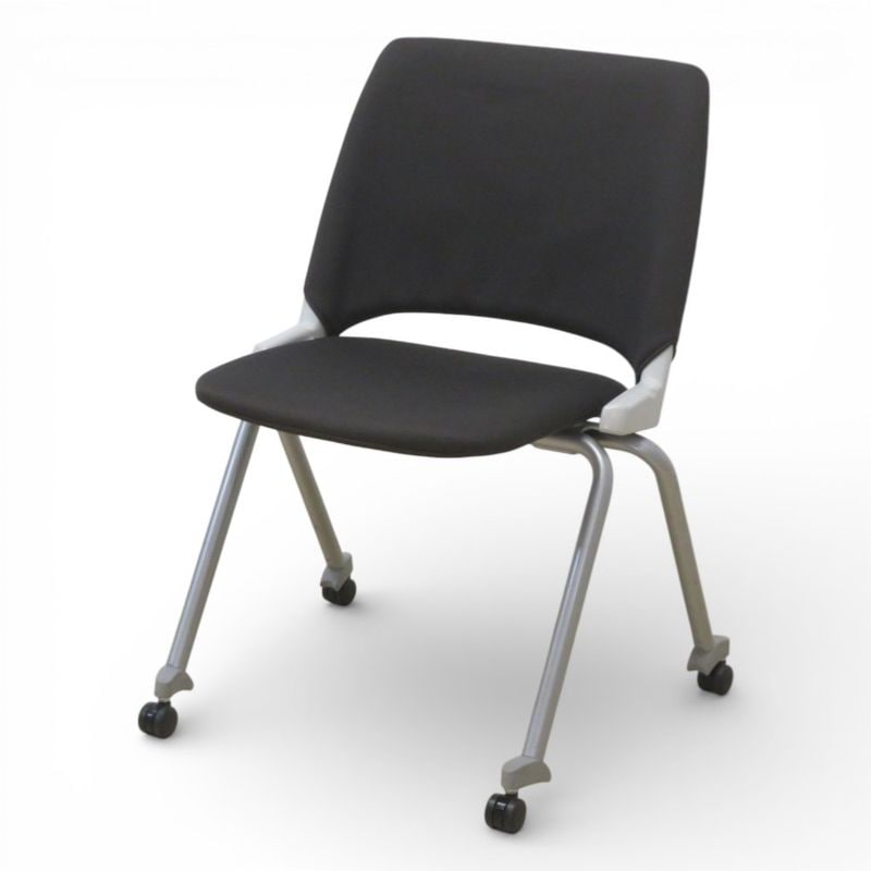 【中古】 ウチダ ネスティングチェア FM-350C グレー ミーティングチェア 肘無し 会議椅子 横重ね キャスター 中古オフィス家具 KK19366