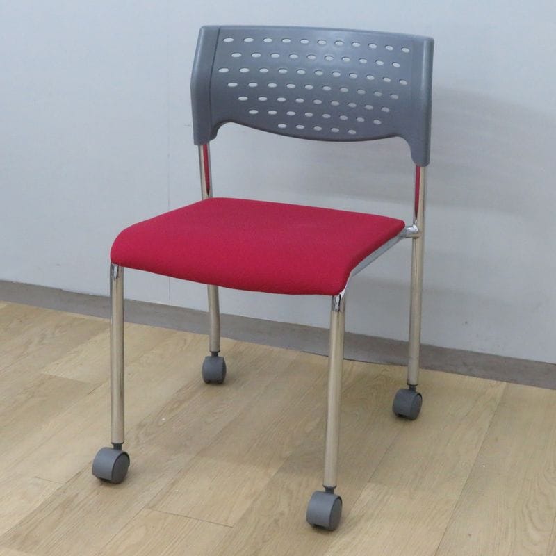 AICO スタッキングチェア レッド/グレー スタッキングチェア 会議椅子 セミナー YH19454 中古 配送サイズ200