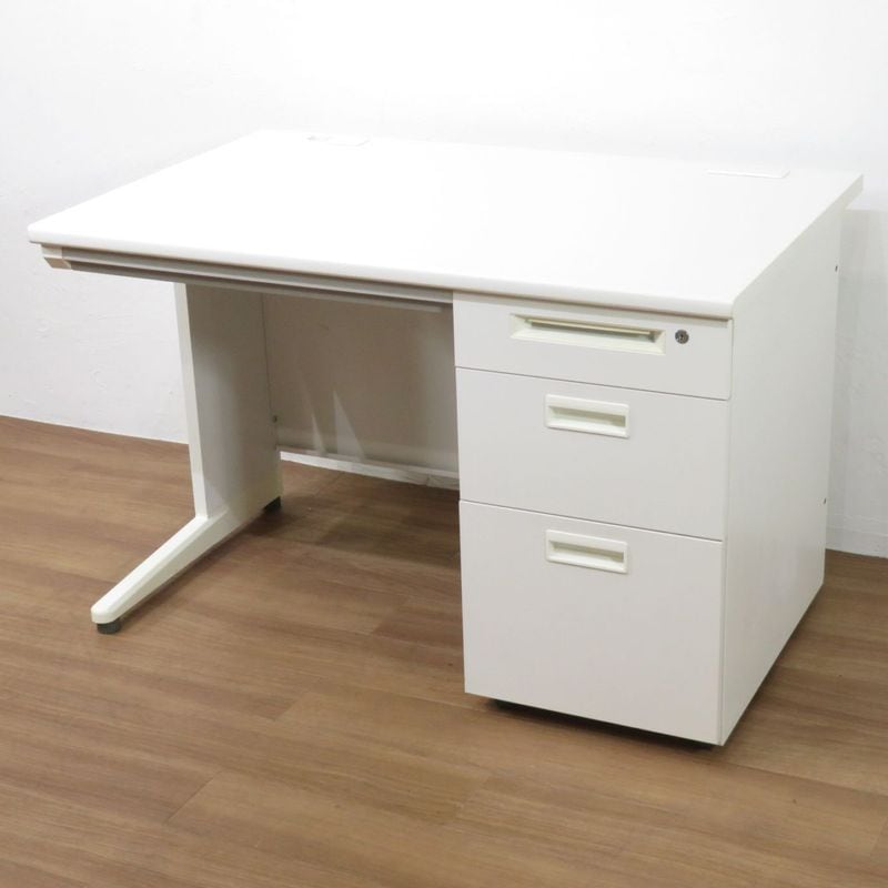 片袖デスク ホワイト 事務机 片袖机  幅1100 奥行700 高さ700 オフィスデスク 中古 AG19462 配送サイズ300