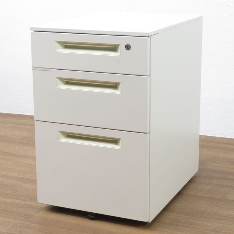 アイリスチトセ 3段デスクインワゴン DW-3 W395 D550 H620 ホワイト  サイドキャビネット 中古 AG19473 配送サイズ180