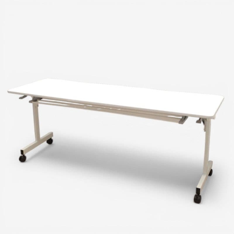 【中古】スタックテーブル ホワイト W1800 D600 H700 跳ね上げ重ね式 会議机 ミーティングテーブル KK19513 中古オフィス家具