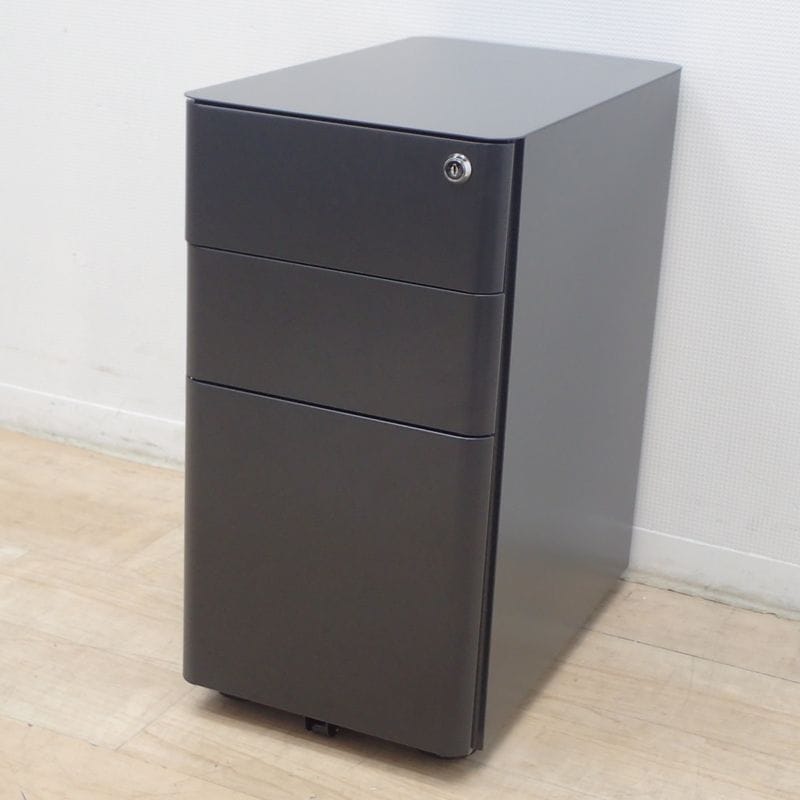 DEVAISE 3段ワゴン ダークグレー スリムタイプ W300 D500 H580 中古 KK19546 配送サイズ180