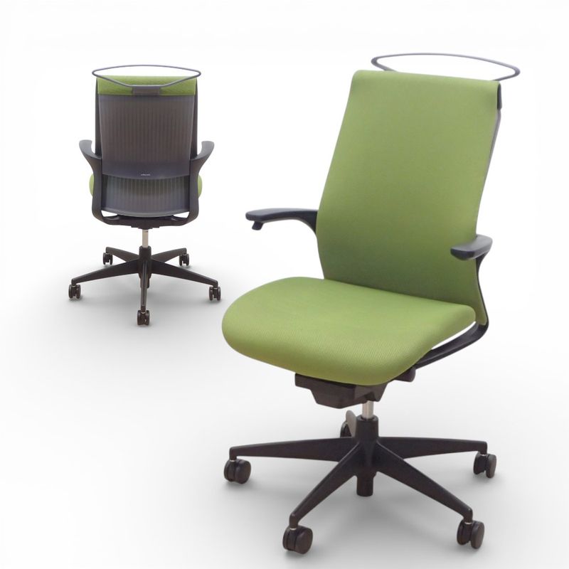 コクヨ オフィスチェア M4 CRS-G2201B グリーン 肘付き 事務椅子 ハンガー付き リクライニング メッシュ YH19452‐1 中古 配送サイズ250