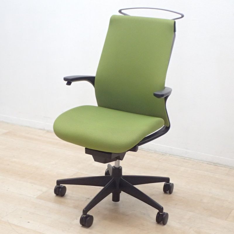 コクヨ M4 肘付きオフィスチェア CRS-G2201B グリーン 事務椅子 リクライニング メッシュ YH19452‐1 中古 配送サイズ250
