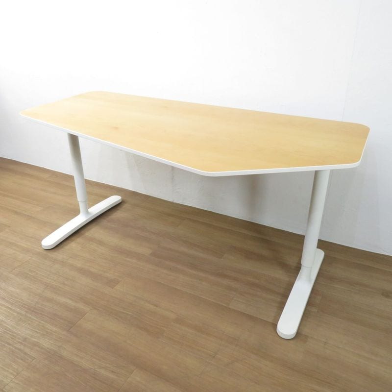 イケア ベカント オフィスデスク ナチュラル W1600 D800 H730 事務机 パソコンデスク 中古 AG19468 配送サイズ350