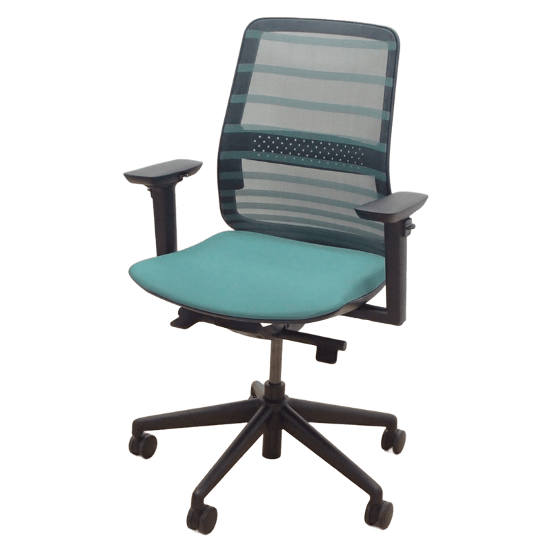 コプラス トニックチェア 肘付オフィスチェア グリーン ブラックシェル ロッキング ランバーサポート EG19562 中古 配送サイズ220