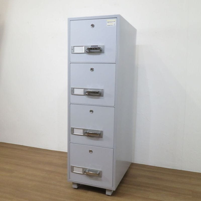 ※直接お引き取り ダイヤセーフ 耐火ファイルキャビネット A4-4 グレー 耐火金庫  貴重品 機密情報 保管庫  中古 AG19488