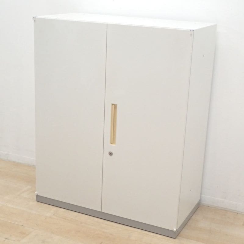 イナバ 両開き書庫 ホワイト W900 D450 H1150 キャビネット オフィス家具 中古 EG17744-1 配送サイズ300