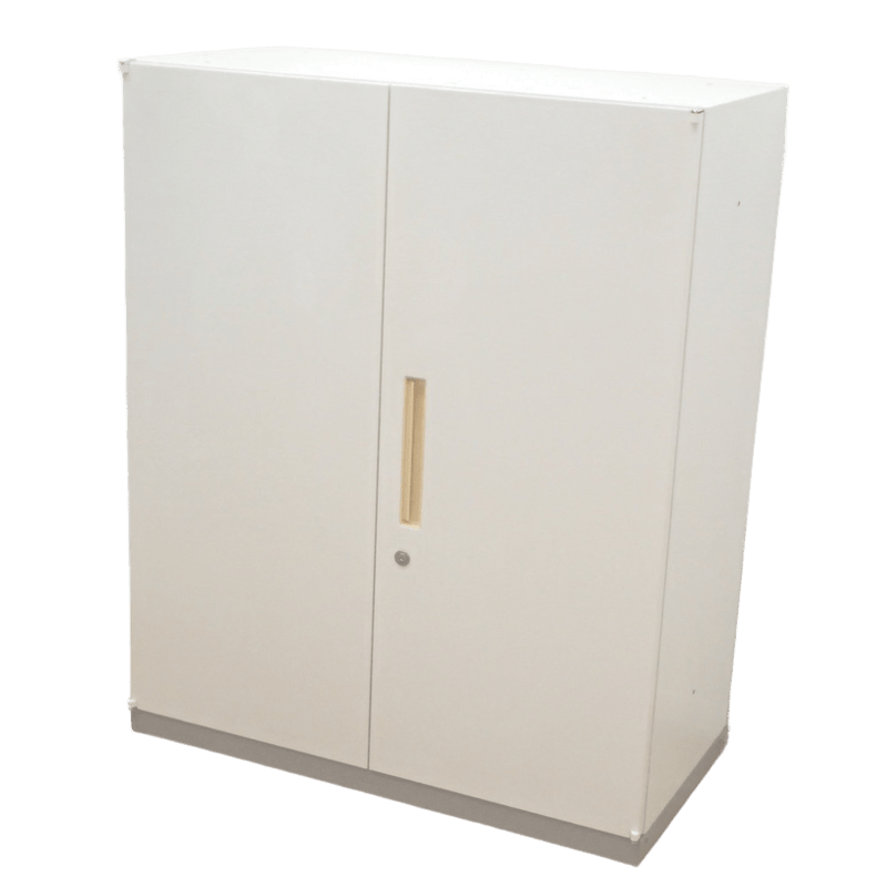 【SALE】イナバ 両開き書庫 ホワイト W900 D450 H1150 キャビネット オフィス家具 中古 EG17744-1 配送サイズ300