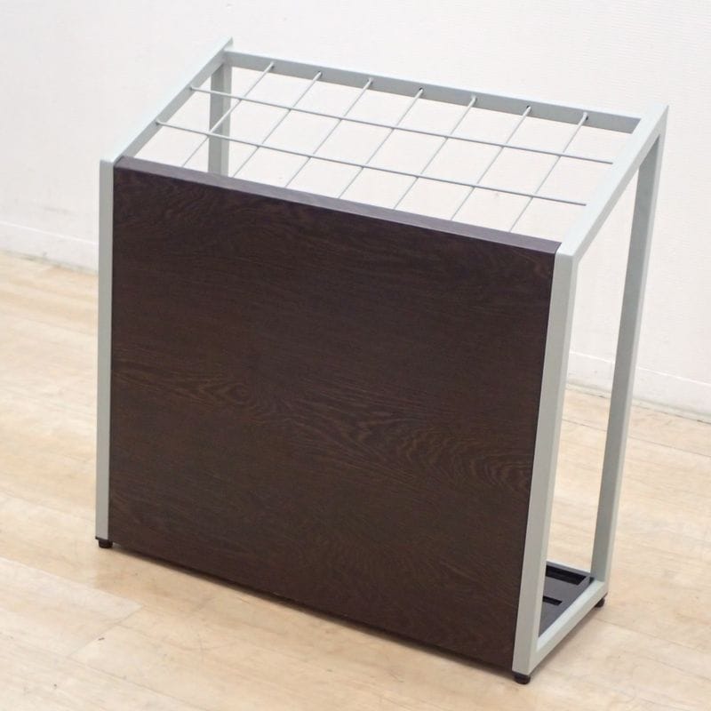 Y2K US-0625-GYDB 傘立て ウッド シルバー W600 D250 H620 24本収納 滴受け パネル付き KK19550 中古 配送サイズ160