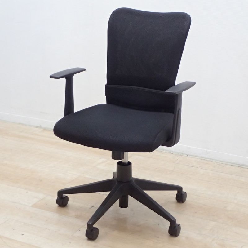 サンワサプライ SNC-NET14A 肘付オフィスチェア ブラック ハイバック メッシュ ランバーサポート KK19333 中古 配送サイズ240