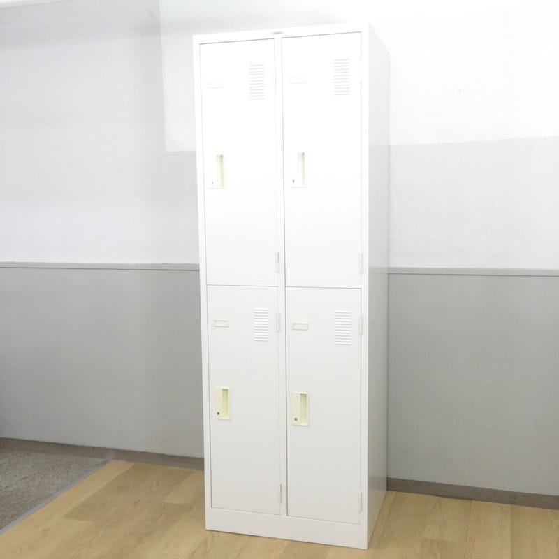 【SALE】ナイキ 4人用ロッカー ホワイト 2列2段 スチールロッカー 幅610mm 奥行510mm 高さ1790mm YH19620 中古 配送サイズ350