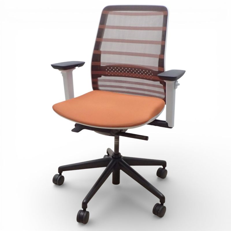 【訳有特価品】コプラス オフィスチェア トニックチェア 肘付き オレンジ ホワイトシェル メッシュ ランバーサポート KK19413 中古 配送サイズ240