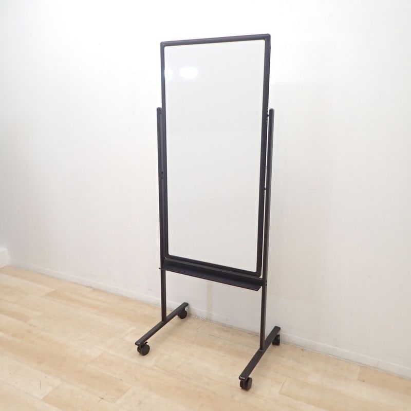 縦型自立式ホワイトボード ブラック W680 D570 H1715(高さ調整H1820) 両面 ロック式キャスター ペントレー EG19600 中古 配送サイズ300