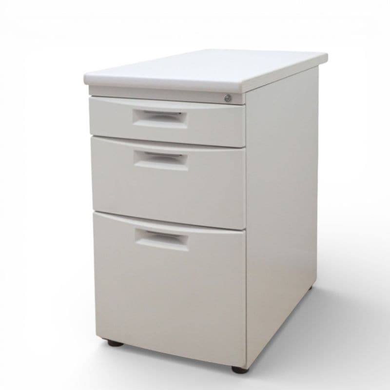 イトーキ 3段脇デスク CZシリーズ CZN-047LA-W7W7 ホワイトグレー W400 D700 H700 サイドデスク 鍵無し 脇机 YH19607 中古 配送サイズ180