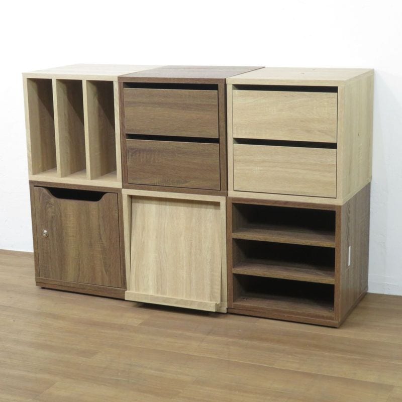 オフィスコム 木製キューブボックス ブラウン メールロッカー 引き出し オープンラック 組み換え式 中古 AG19572 配送サイズ300