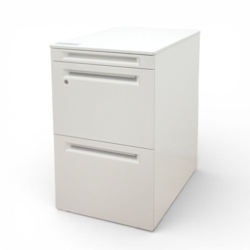 オカムラ プロユニット DNC1CX Z975 3段ワゴン ホワイト 引き出し キャスター 鍵有り 中古 KK19597 配送サイズ180 家財おまかせ便