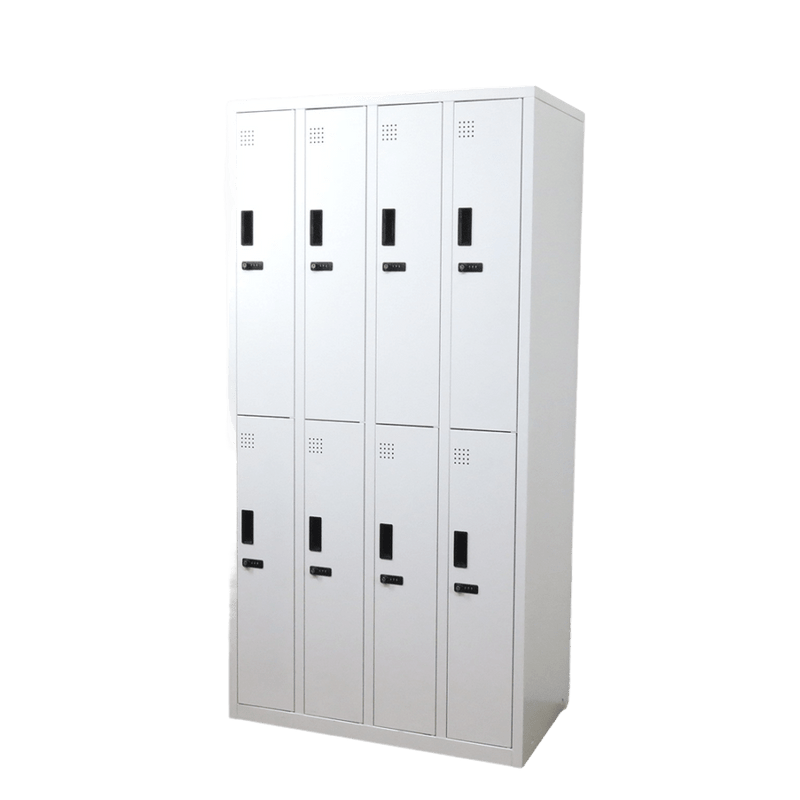 8人用スチールロッカー W900 D515 H1800 ホワイト  ダイヤル錠 網棚 ハンガーパイプ 中古 AG19504 配送サイズ350