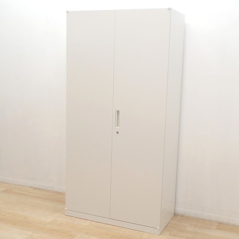 ナイキ 両開き書庫 A240415-NIK 5段棚 ホワイト W899 D450 H1800 ハイキャビネット 収納庫 ラッチ 鍵有 中古 KK19686 配送サイズ350