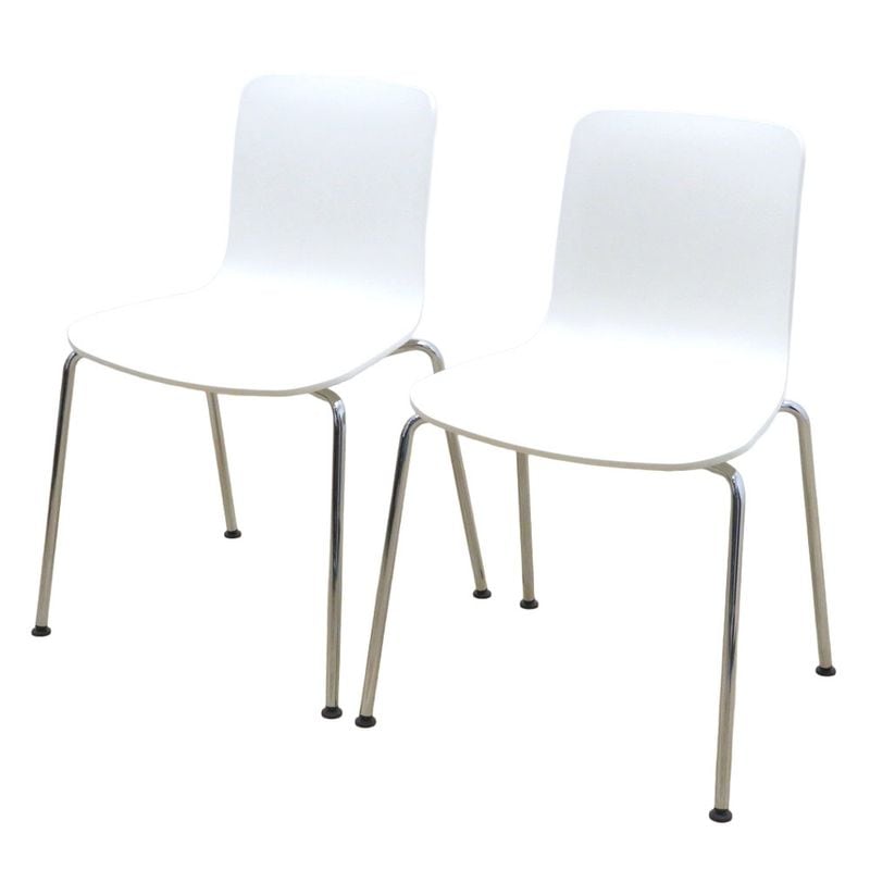 2脚セット ヴィトラ ハル ミーティングチェア ホワイト クロームベース 肘無し スタッキング 中古 EG19742 配送サイズ220 セット販売