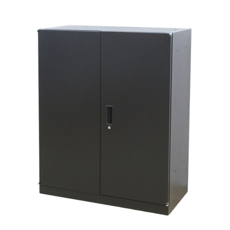井上金庫 両開き書庫 ブラック W900 D450 H1115 鍵無し ラッチ扉 キャビネット 収納庫 オフィス家具 中古 KK19739 配送サイズ250