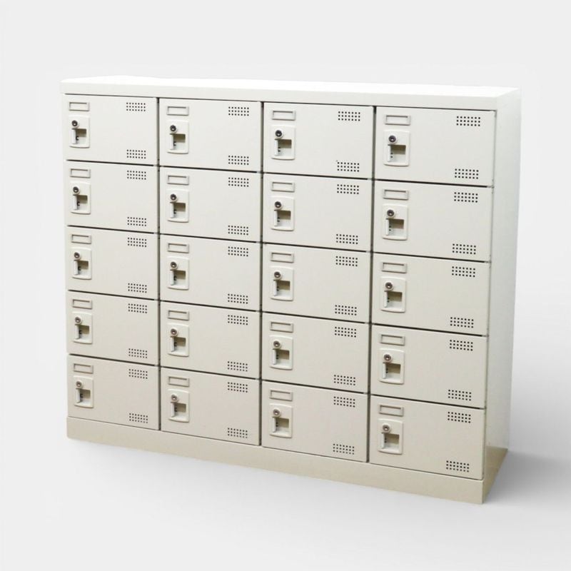 生興 20人用シューズロッカー 扉付き SLB-M420 ニューグレー シューズボックス 下駄箱 靴箱 中古 AG19649 配送サイズ300